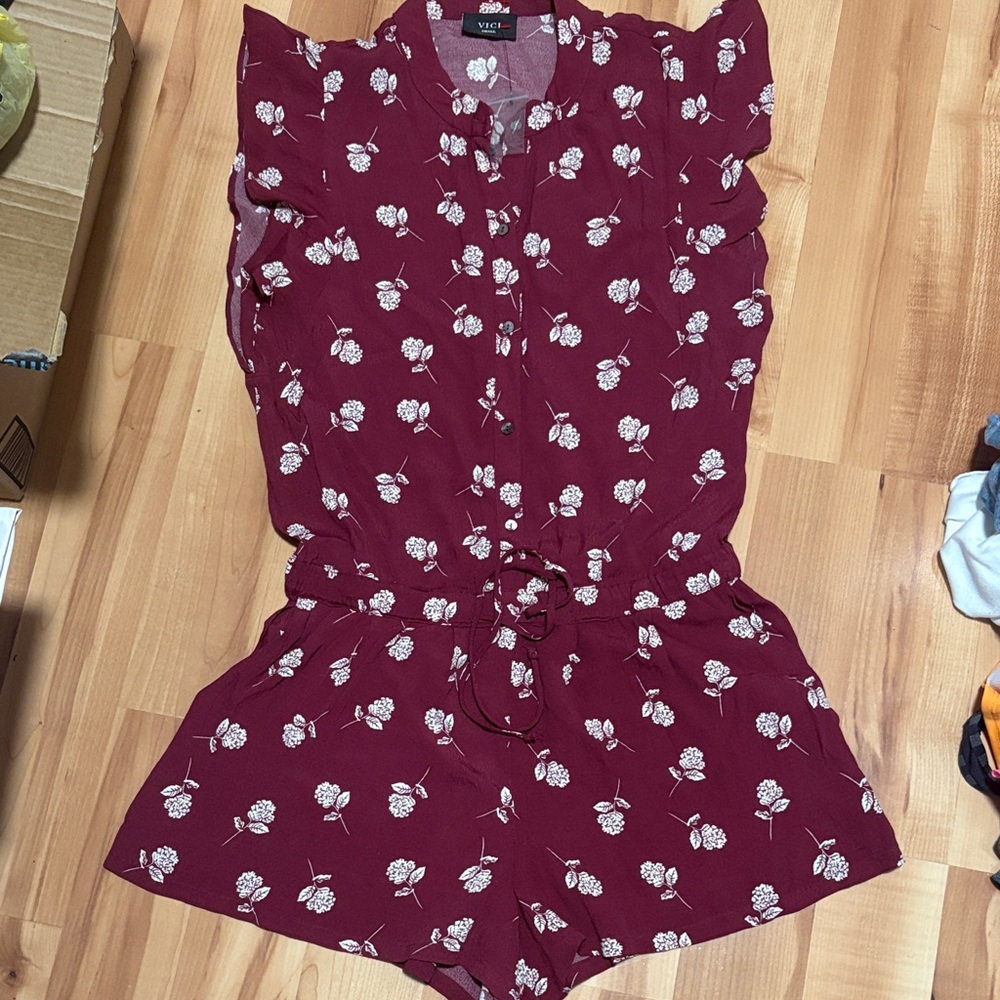 Vici Maroon Floral Romper